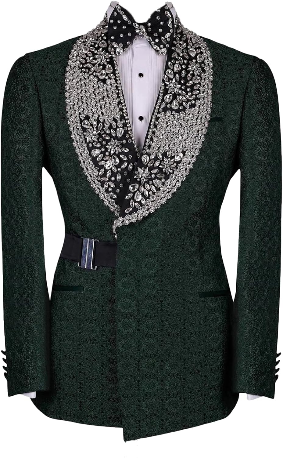 Men's Jacquard Tuxedo Blazer with Rhinestone Slim Fit Jacket | Prom Wedding Suit, Double-Breasted Party Blazer for Gala,Dinner,Party,Prom, Homecoming