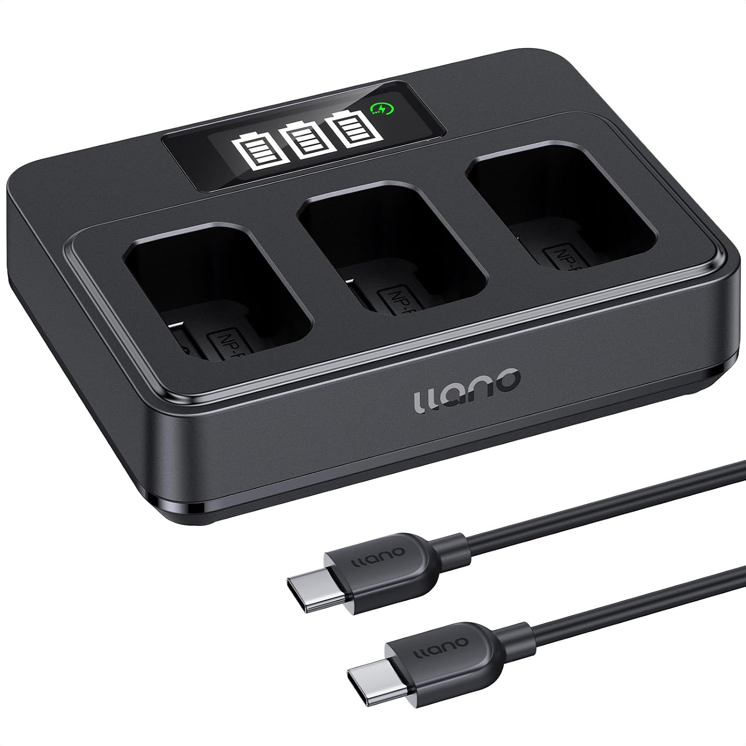 llano NP-FW50 Battery Charger, 45W 3-Slot Fast Charger with USB-C QC3.0