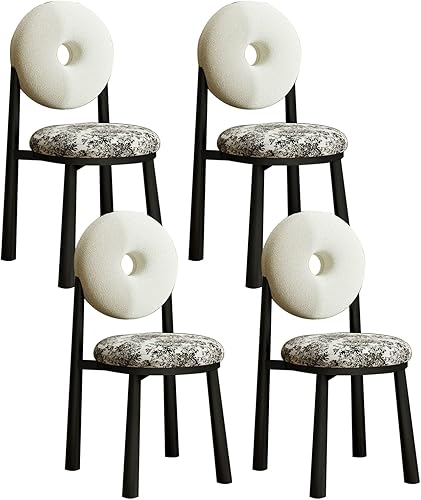 Miniatura 27 de JKGHK Donut Dining Chairs, Upholstered Kitchen Chairs with Back, Armless Living Room Chair with Metal Legs, Plush Accent Chair for Bedroom, Balcony,