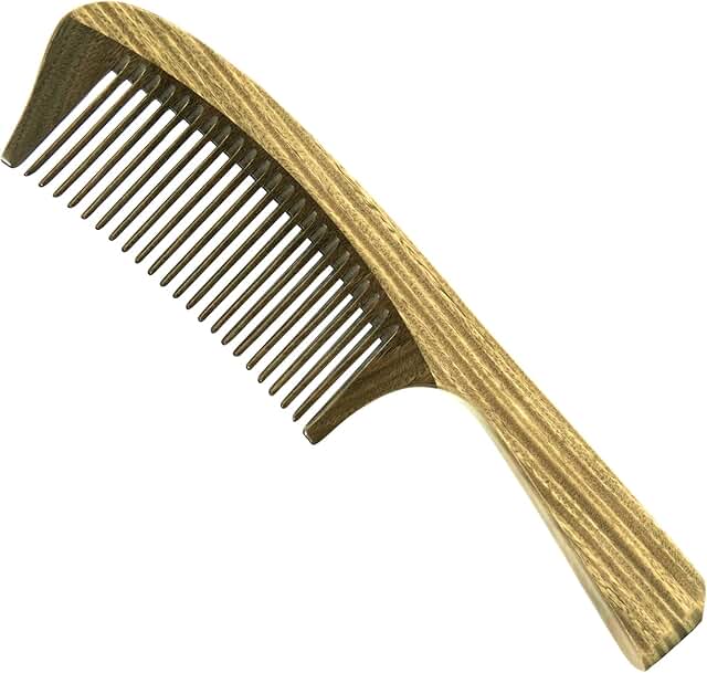 Green Sandalwood Square Handle Hair Combs for Women/Men，Anti-Static Wood Comb ，Wooden Fine Tooth Comb (Handmade)