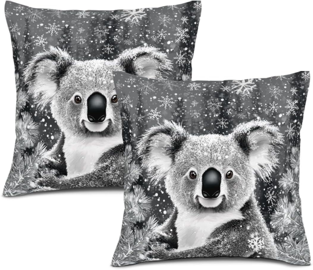 Animals Throw Goose Pillow Cover Christmas 28x28 Inch Pillow Case Set of 2 Square Winter Snowfield Great for Sofa Patio Bedroom Decor