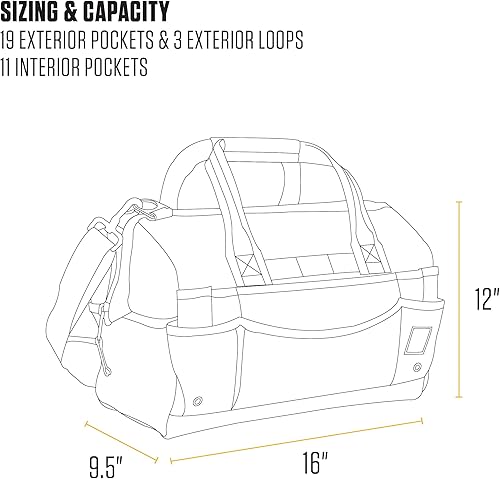 Miniatura 5 de Carhartt Onsite Bolsa de herramientas, duradera resistente al agua, bolsa de almacenamiento de herramientas, pesada, 16 pulgadas, 30 bolsillos, negro