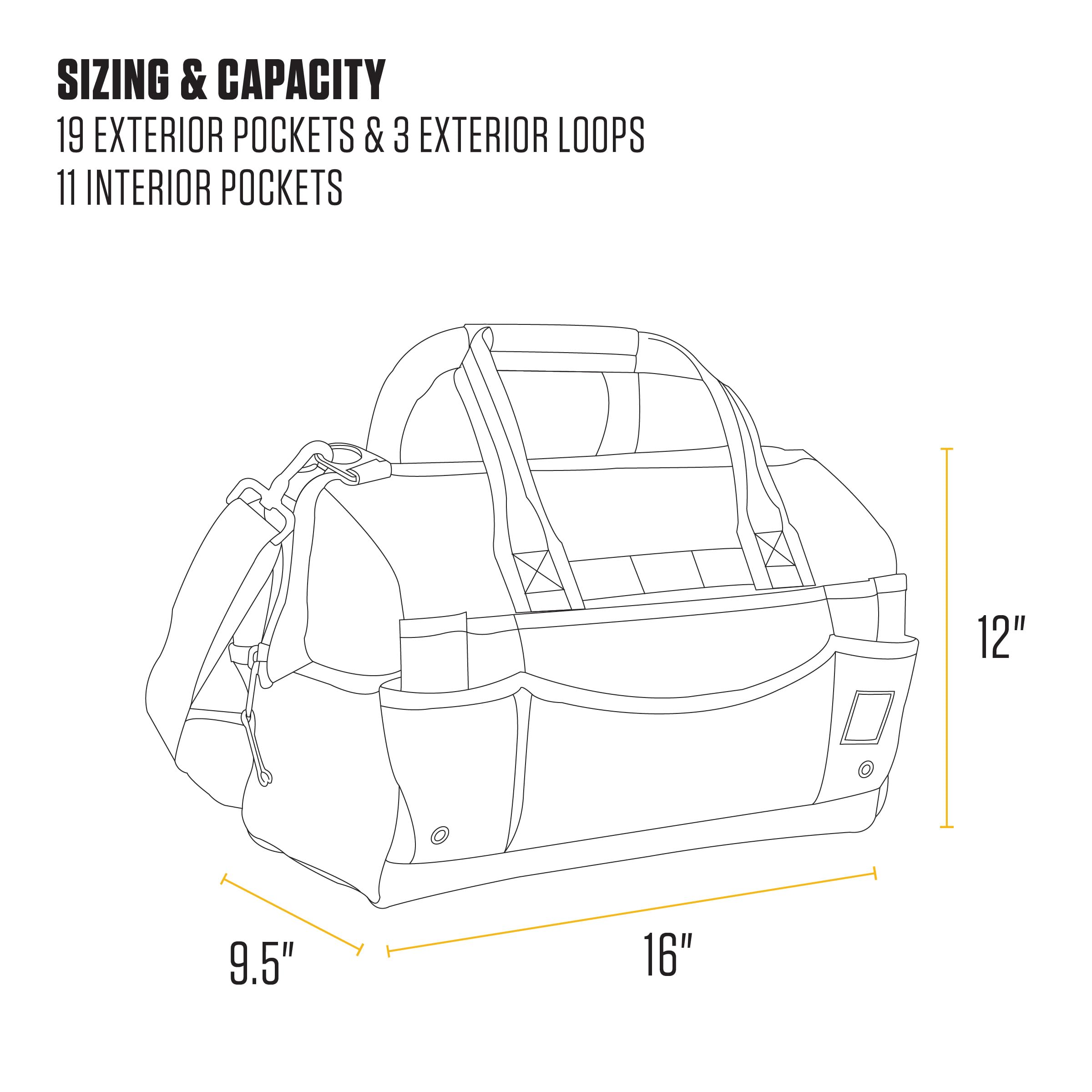 Carhartt Torba na narz?dzia na miejscu, trwa?a, wodoodporna, torba do przechowywania narz?dzi, ci??ka, 40 cm, 30 kieszeni, czarna