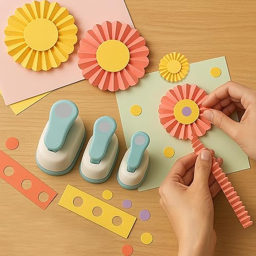 Miniatura 6 de LOVEINUSA Juego de 3 perforadores de papel para manualidades, para álbumes de recortes, festivales, tarjetas de felicitación, álbumes de bricolaje,