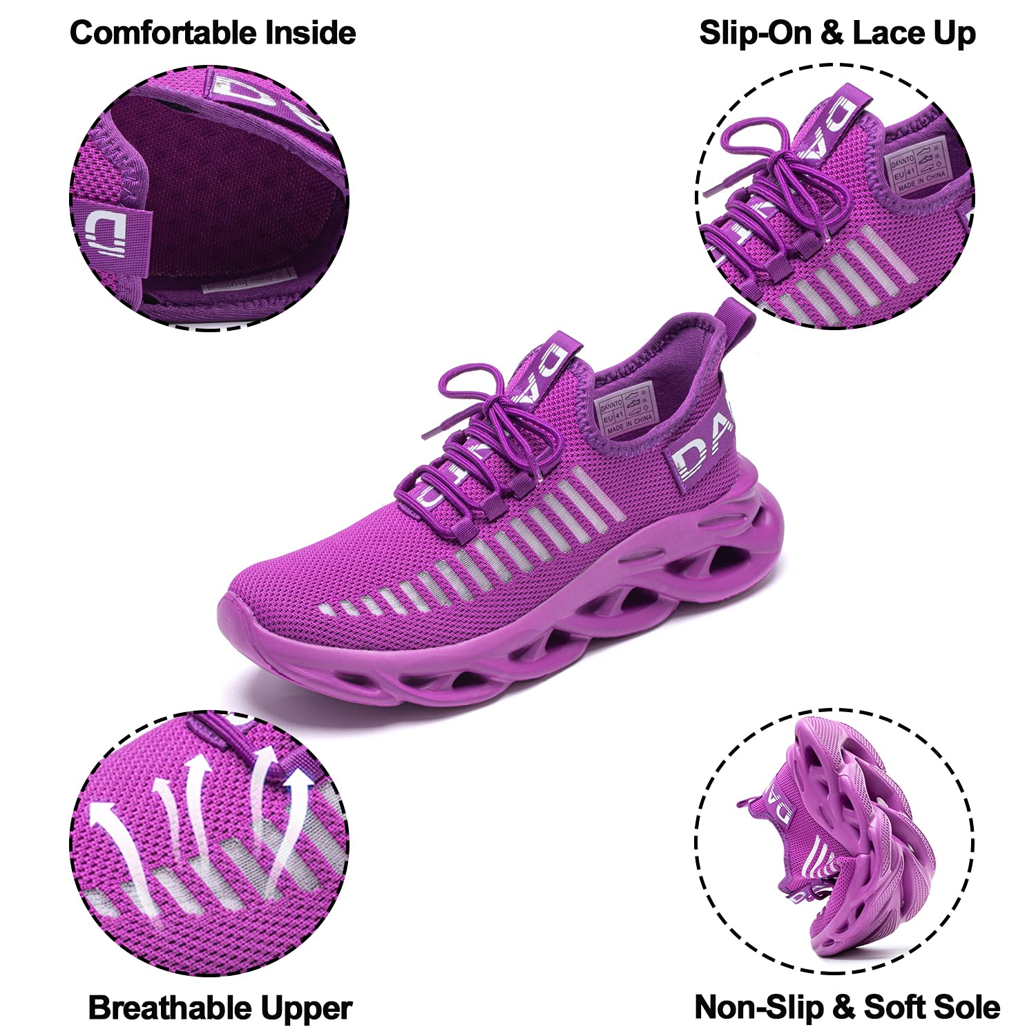 Dannto Scarpe da Ginnastica Uomo Donna Sneakers Running Sportive Basket Outdoor Respirabile Mesh Scarpe da Corsa Tennis Fitness Unisex