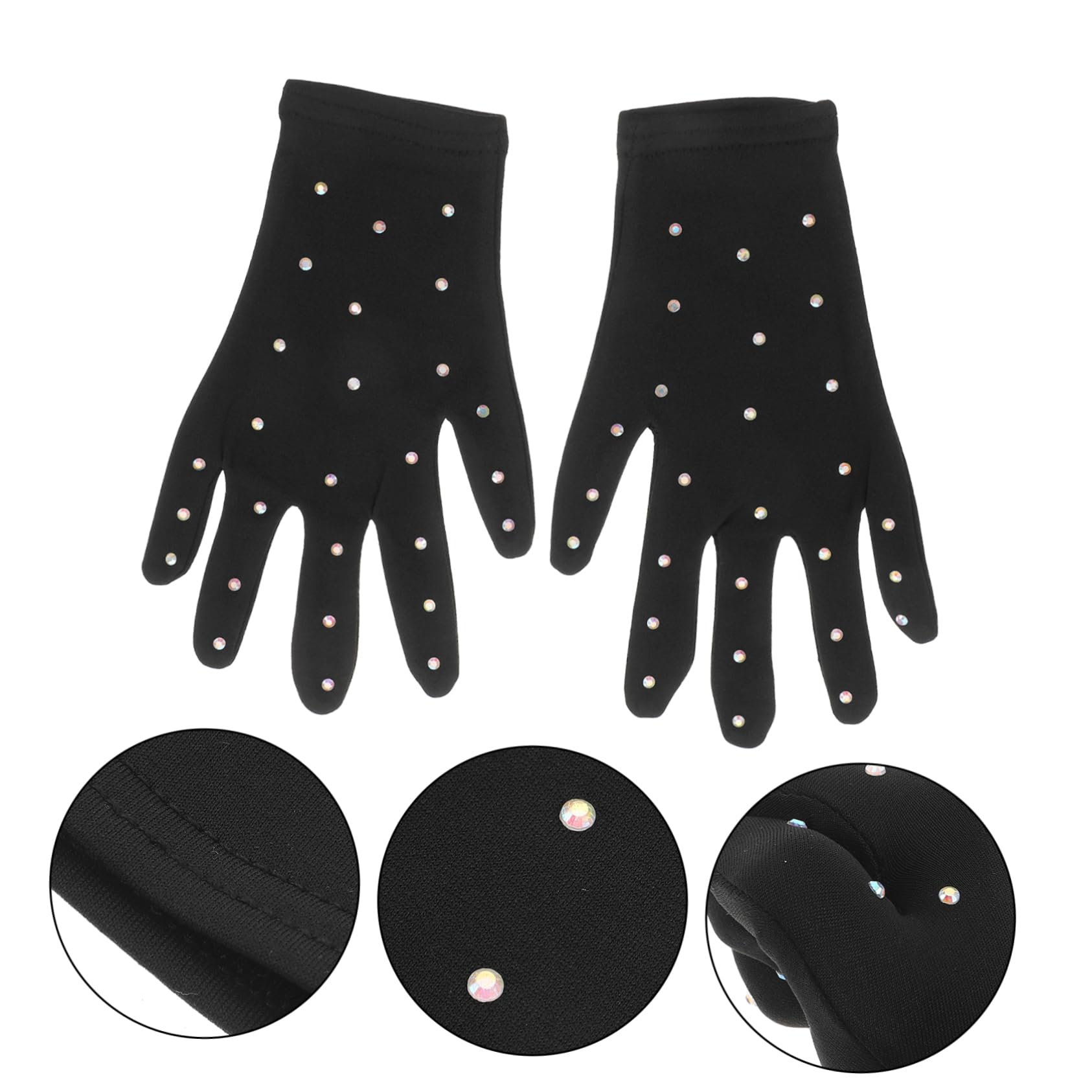 ibasenice 5paare Eiskunstlauf Handschuhe Mit Dekorativen Strasssteinen Atmungsaktive Bühnenhandschuhe Für Mädchen Und Frauen Für Auftritte Und Partys Schwarz