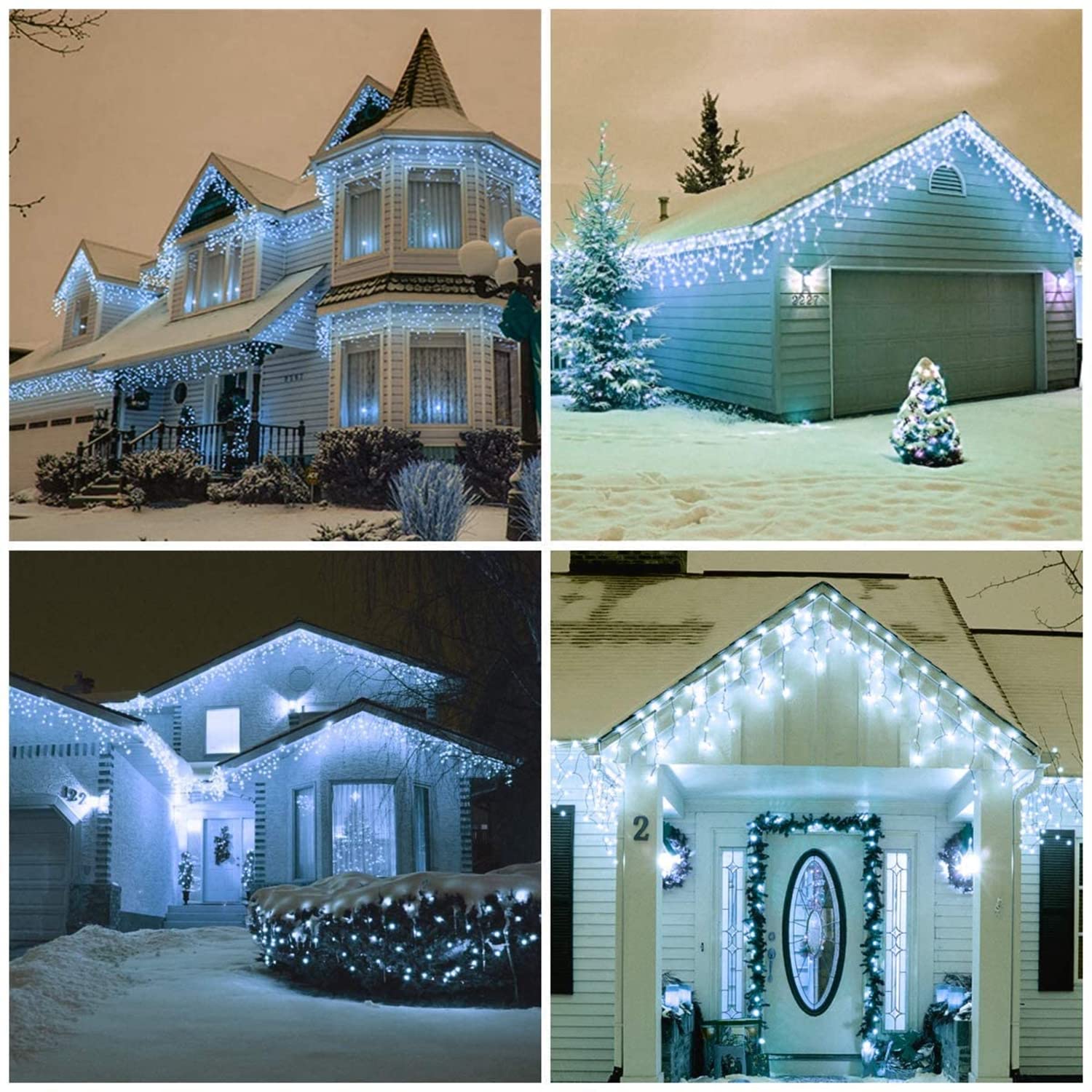 PhilzOps Navidad Cortina Luces Exterior, 1000 LED 35M Carámbano Guirnalda Luces de Cascada Impermeable 8 Modos Cadena de luces Navideñas Decoración para Ventana Fiestas Casa Jardín Patio, Blanco Frío