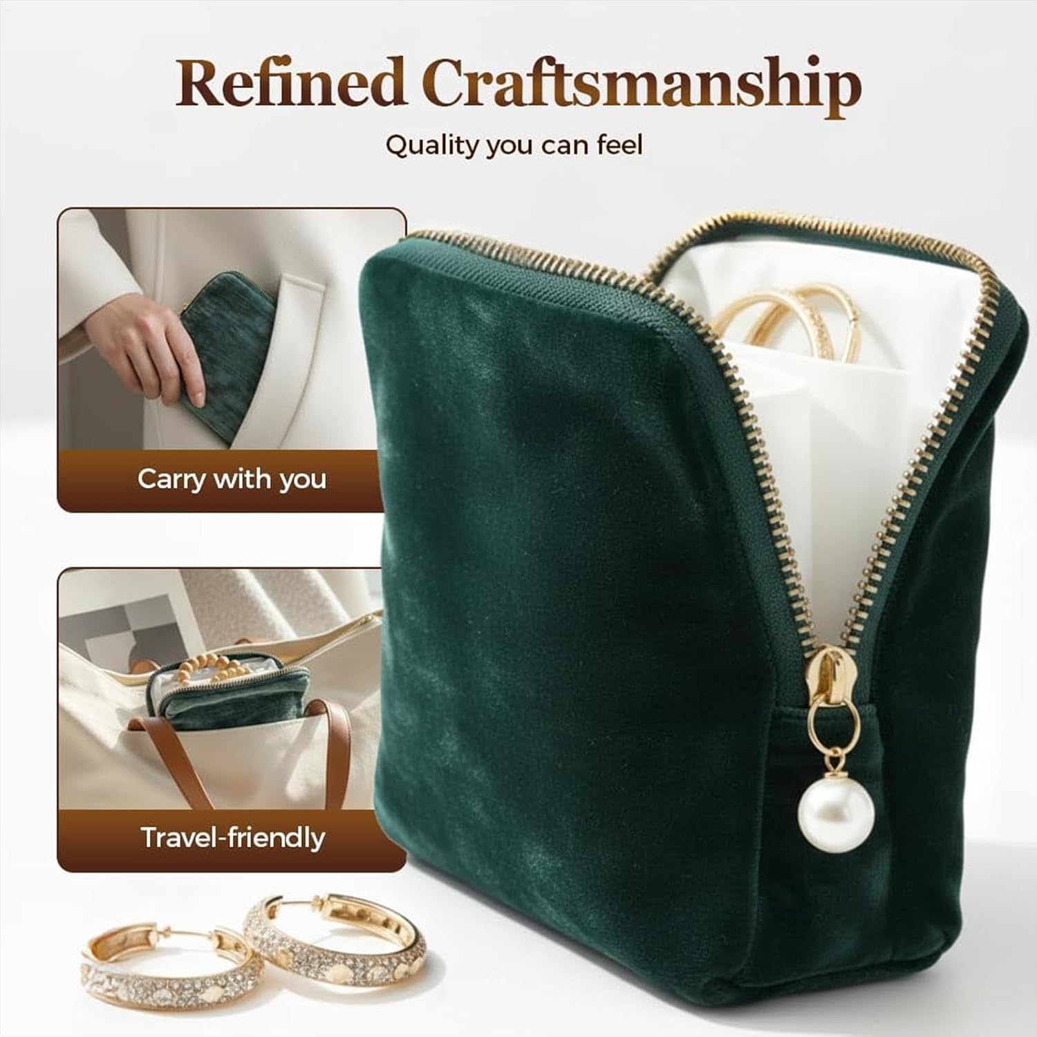 Travel Jewelry Organizer Elegant Zipper Pouch image 4