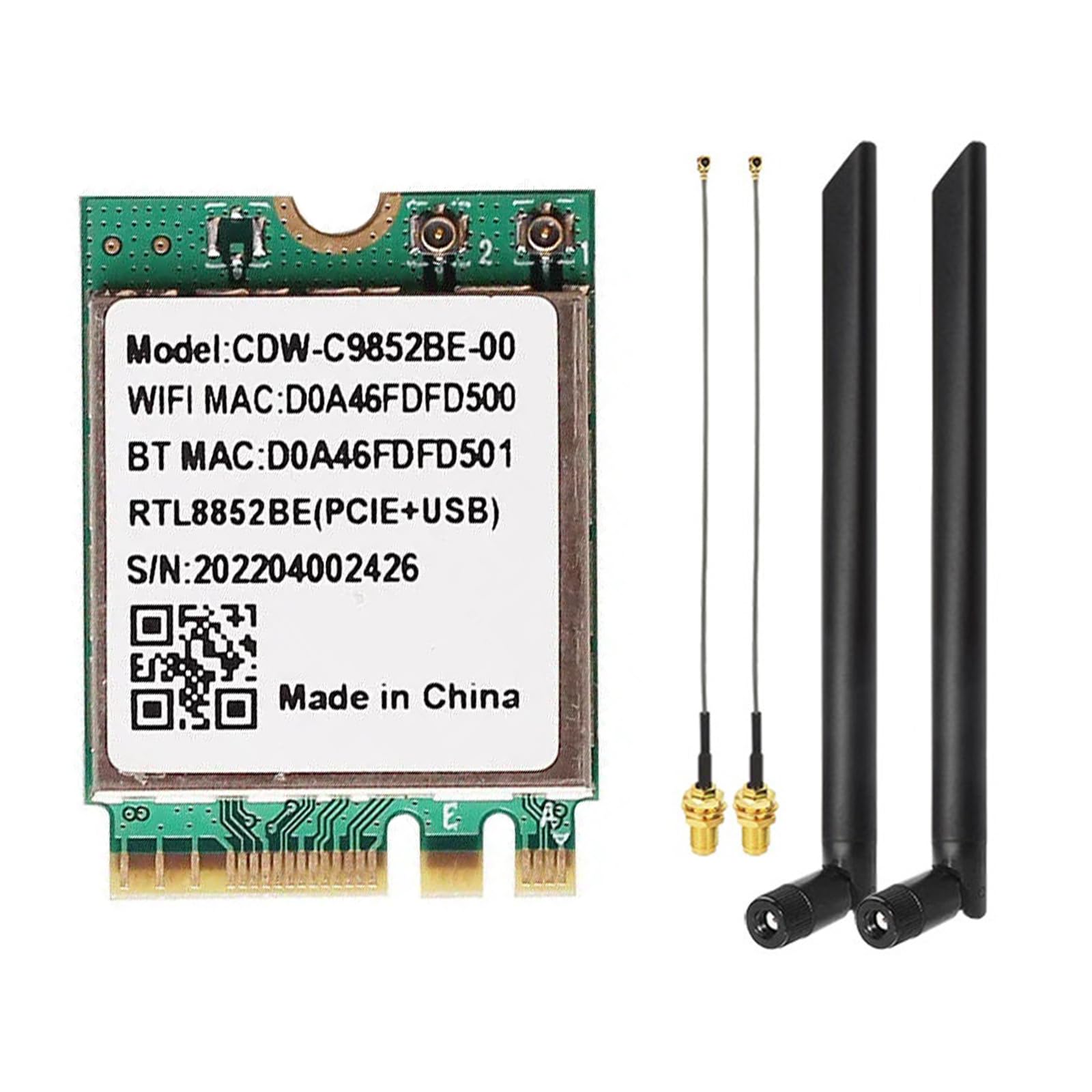 youyeetoo Módulo WiFi 6 para youyeetoo X1, CDW-C9852BE Realtek RTL8852BE NGFF M.2 2230 WiFi tarjeta 2,4 G/5 GHz WiFi BT5.0 (módulos + 2 x Glue Stick ANT)