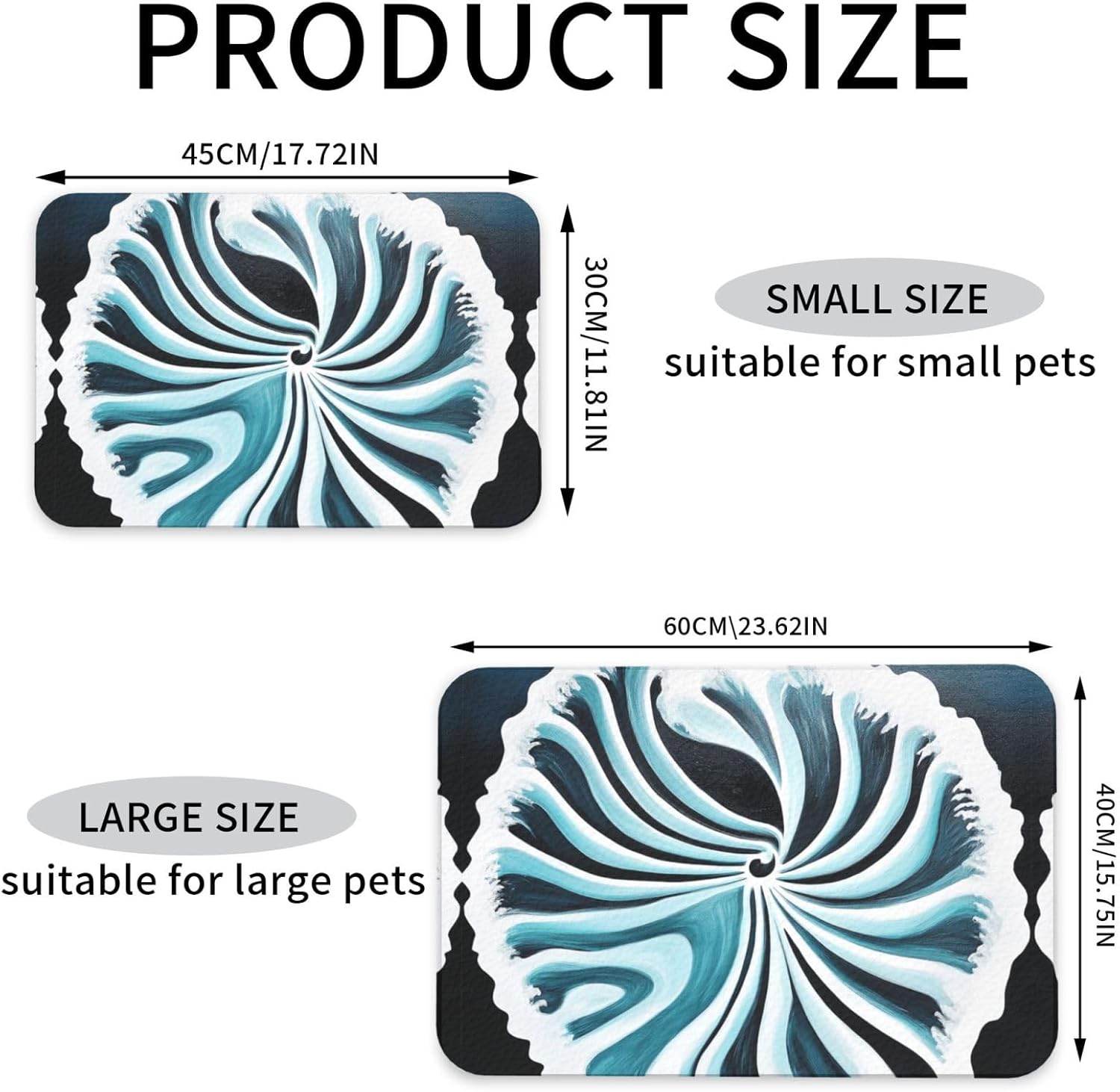 Rotating Flowers Pet Feeding Mat Dog Cat Eating Food Absorbent Leather Tablecloth for and Water Bowl Waterproof No Stains Quick Dry Non-Slip 23.62 * 15.75IN