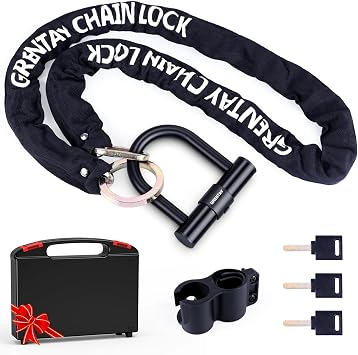 Bike Chain Lock, 5.25 Feet/160cm Heavy Duty Anti Theft Bicycle Chain Lock 0.6inch/15mm Thick Cut Proof Security Bike Locks with Keys for Bike, Motorcycles, Scooter, Stroller, Gate, Fence