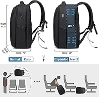 Vista 3 de Mochila de negocios FENRUIEN para hombres profesionales, Negro, Ampliable
