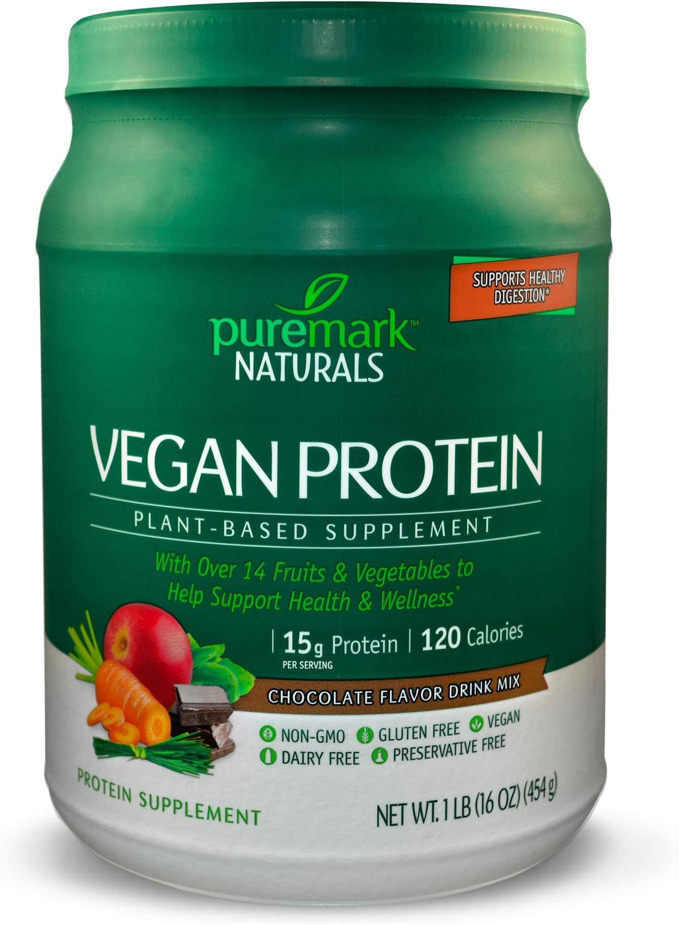 Vegan Protein Powder, Chocolate, 1 Pound