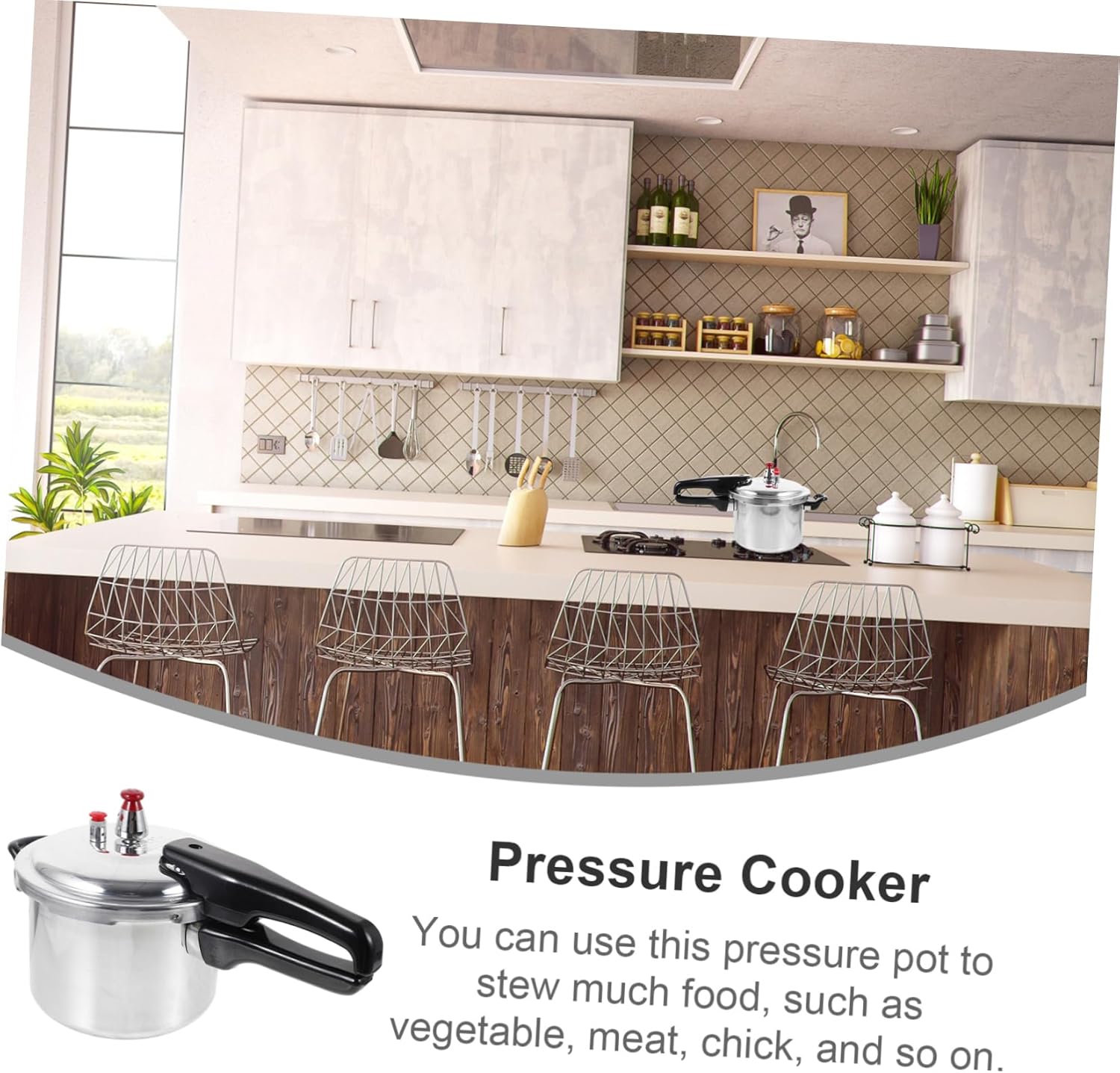 Amosfun Composite Bottom Pressure Cooker for Induction Stove Stovetop Pressure Cooker Cooking Pot