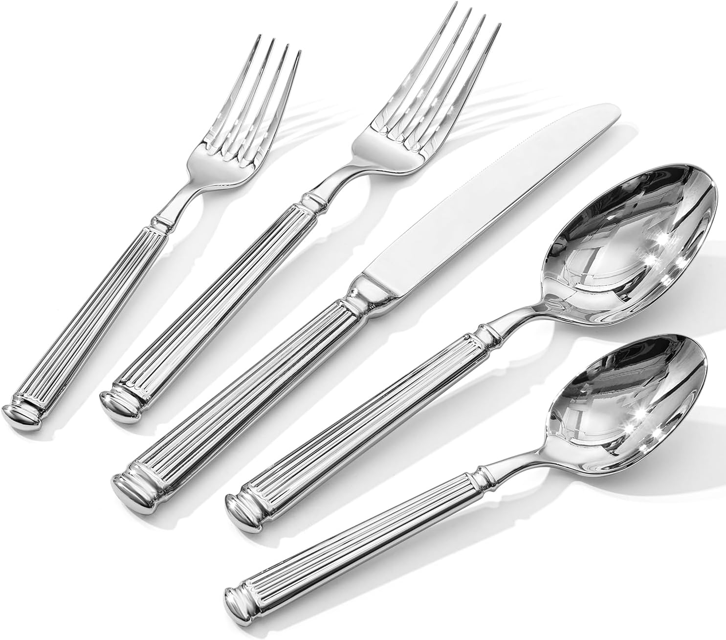 20-Piece KINGSTONE Stainless Steel Silverware Set – Elegant Roman Design, Dishwasher Safe