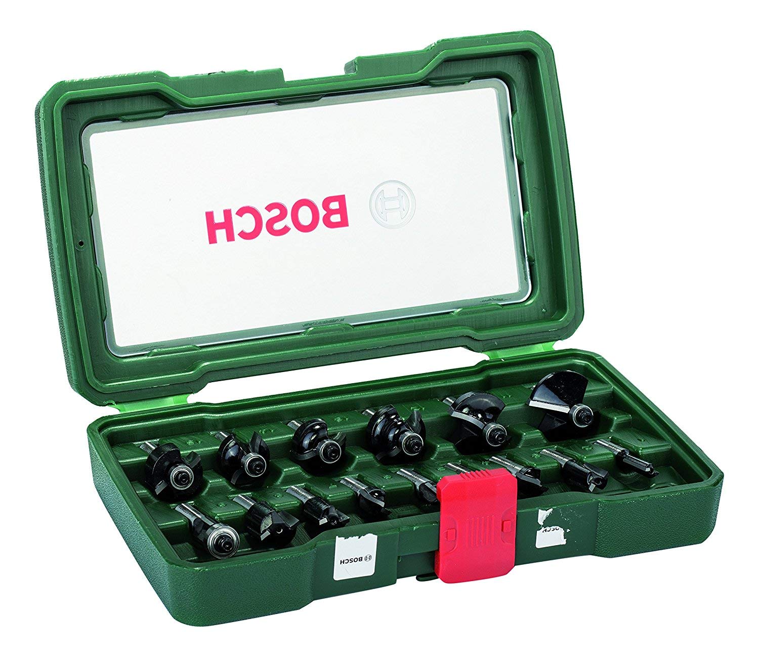 Bosch PBD 40 Trapano a Colonna, 710 W, perAcciaio e Legno, 13 mm e 40 mm, in Cartone + Bosch 2607019469 Set Misto, 15 Frese HM, Gambo 8 mm