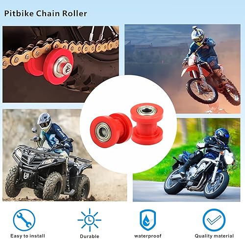 Miniatura 10 de KOSIDA Guía de rueda tensor de polea de rodillo de cadena roja de 8 y 0.394 in para motocicleta Mini Bike ATV 125cc 140cc 160cc XR125 SSRC RF50