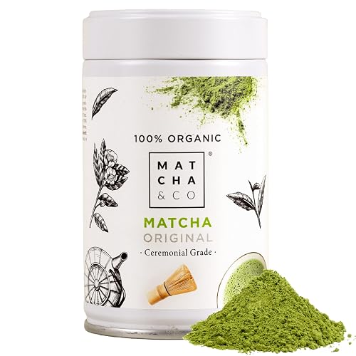 Matcha & CO Té Matcha Original 100%, Grado Ceremonial, en Polvo Orgánico de Japón, Orgánico, 100% Natural, Té Verde, 80G - Matcha & CO