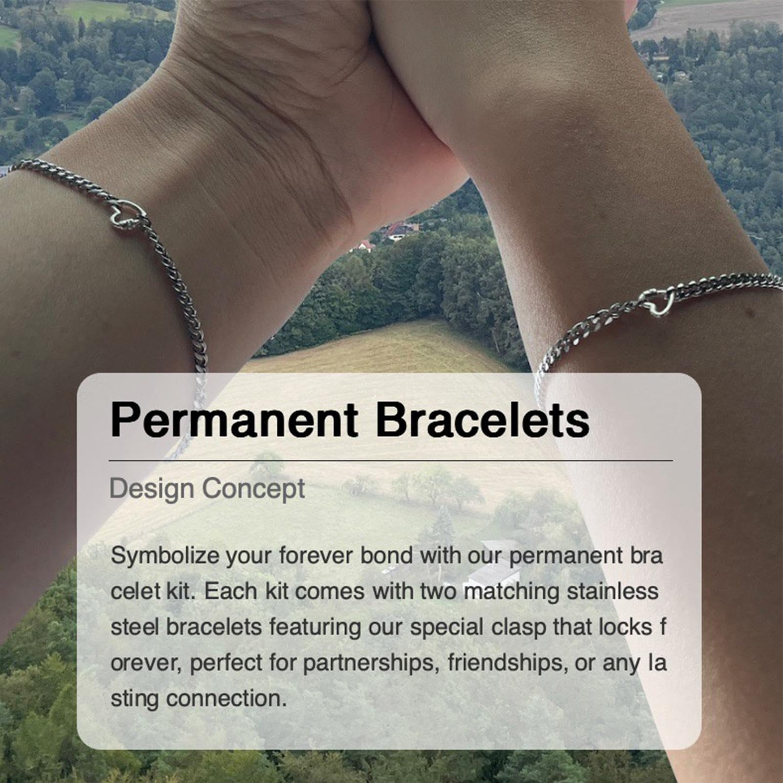 Genérico Kit de brazalete de parejas permanentes, kit de pulsera permanente, Juego de joyería de cierre permanente Pulseras de amistad bloqueadas, Cadena de joyería de corazón de bloqueo para mujeres