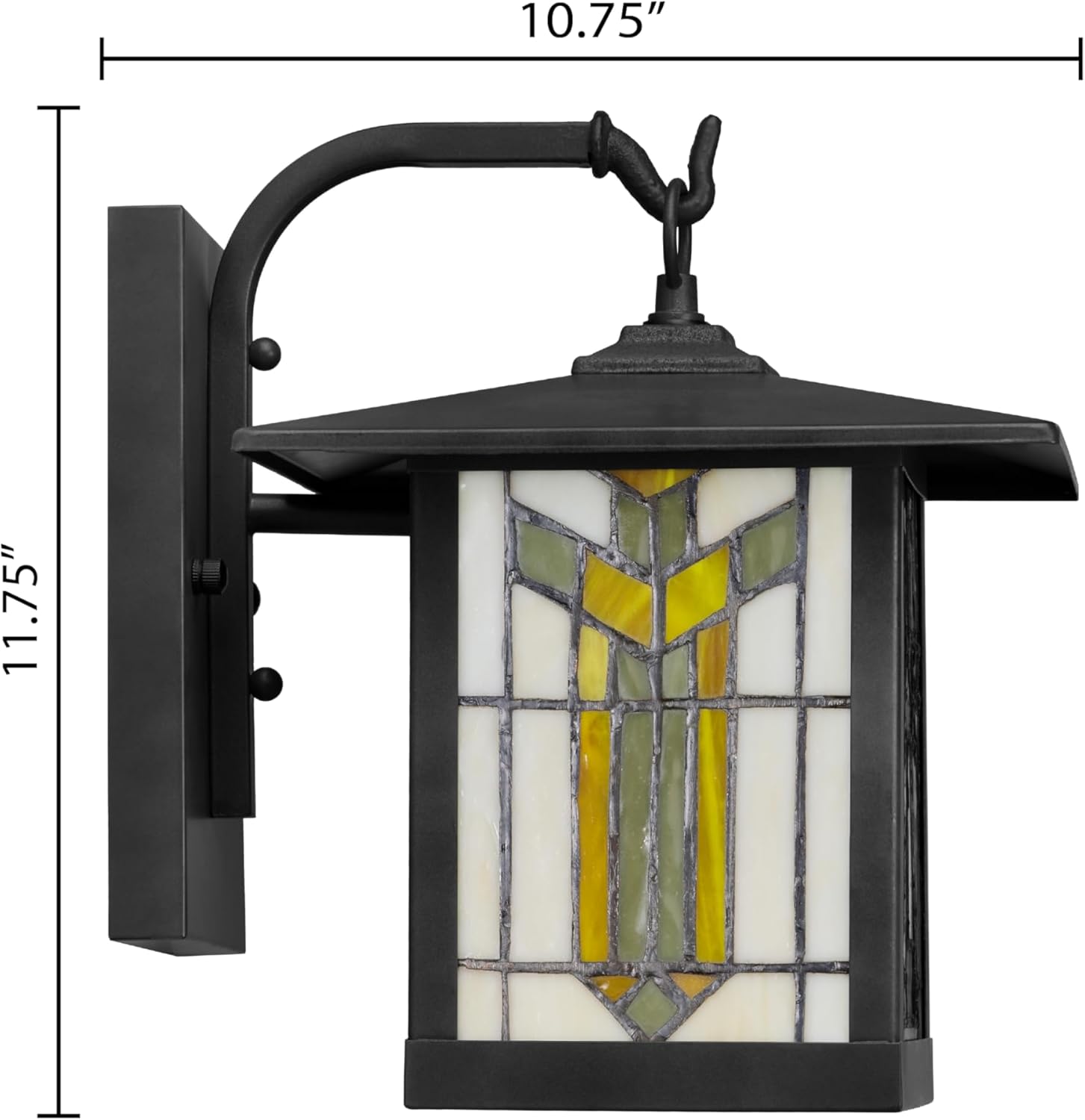 RIVER OF GOODS Stained Glass Outdoor Light Fixture - 11.75" H - Mission Style Porch Light - ‎Lily