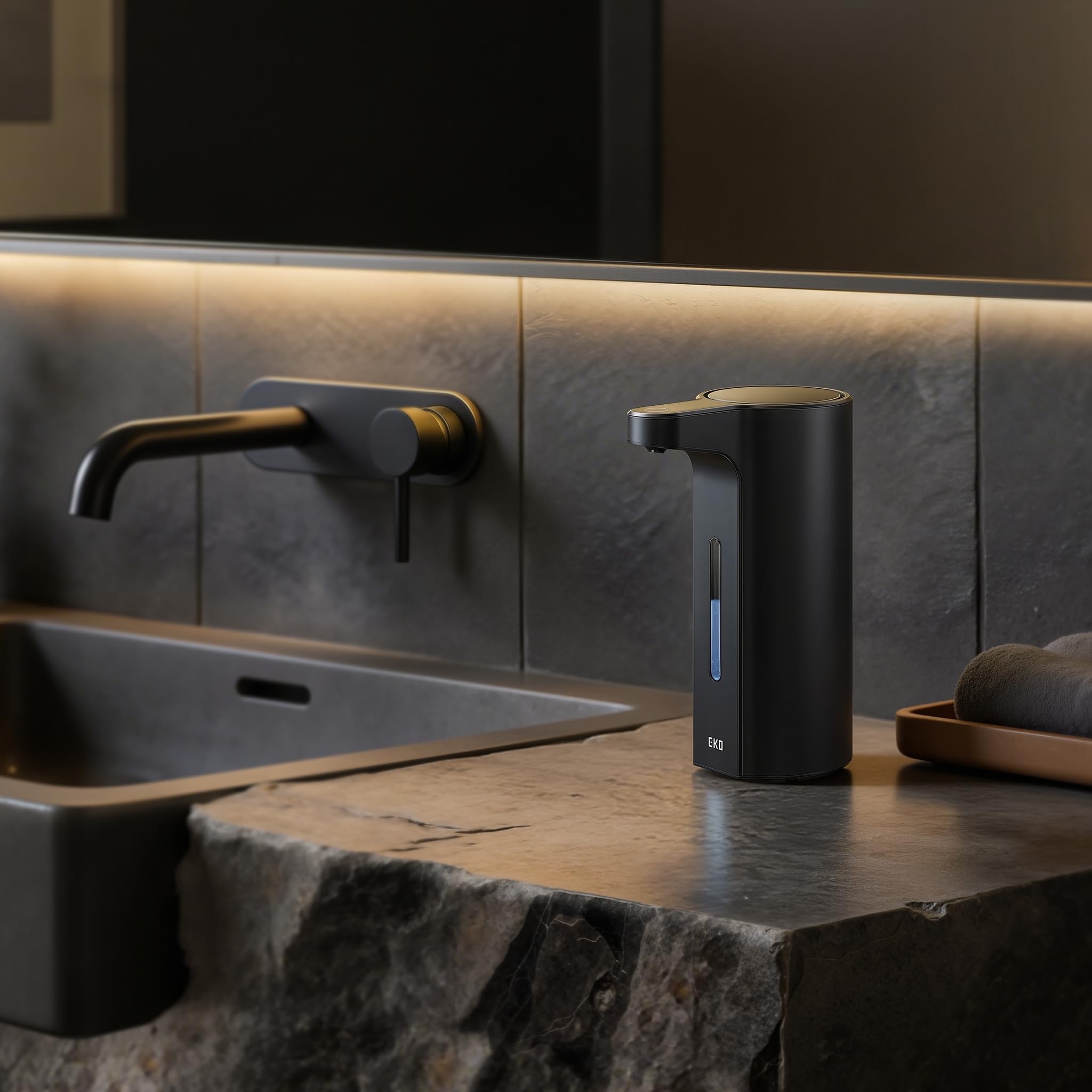 EKO Aroma Pro 399.2 ml berührungsloser automatischer Flüssigseifenspender, wiederaufladbarer Hand- und Spülseifenspender für Bad und Küchenspüle, wasserdicht, einstellbare Lautstärkeregelung