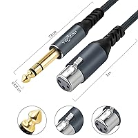Vista 5 de Twozoh Cable corto XLR hembra a 1/4 TRS de 1 pie, trenzado conector estéreo de 0.250 in equilibrado a cable de micrófono XLR de 3 pines