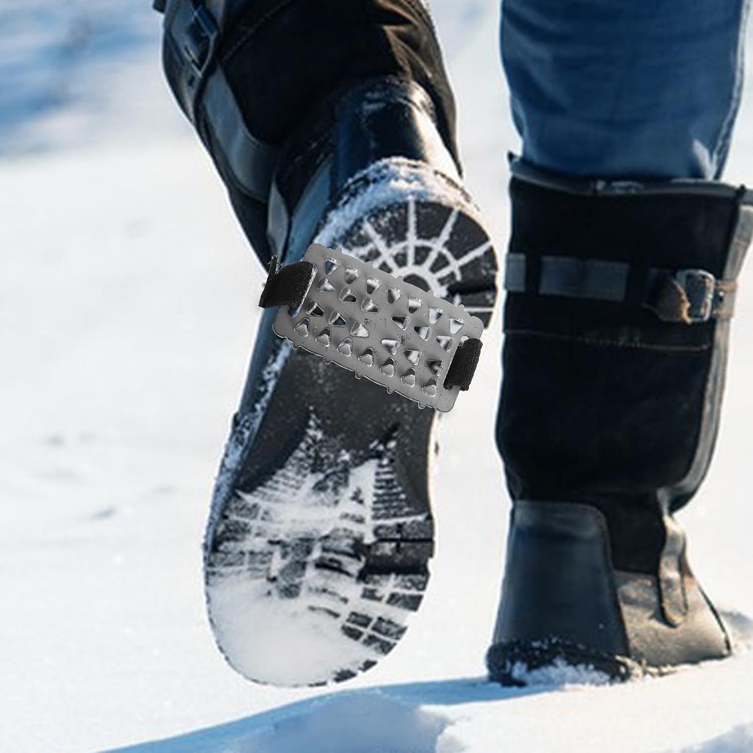 Cabilock 26-Tooth Steel Ice Grippers for Shoes, Outdoor Non-Slip Crampon Spikes, Thickened Snow Shoe Covers for Hiking and Mountaineering in Winter Conditions