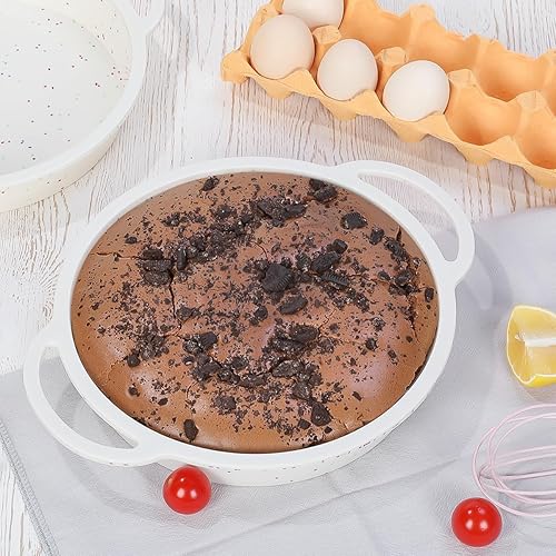 Miniatura 2 de Molde redondo para pasteles de 9 pulgadas, marco reforzado de metal, molde de silicona para hornear con asa, fácil de mover, paquete de 2 confeti