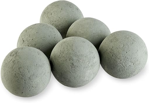 American Fire Products | Lite Stone Fire Balls, 4" | All-Weather Ceramic & Durable | Use with Lava Rock in Indoor or Outdoor Fireplace, Fire Pit or Bowl | Natural Gas or Propane | Cape Gray, Set of 6