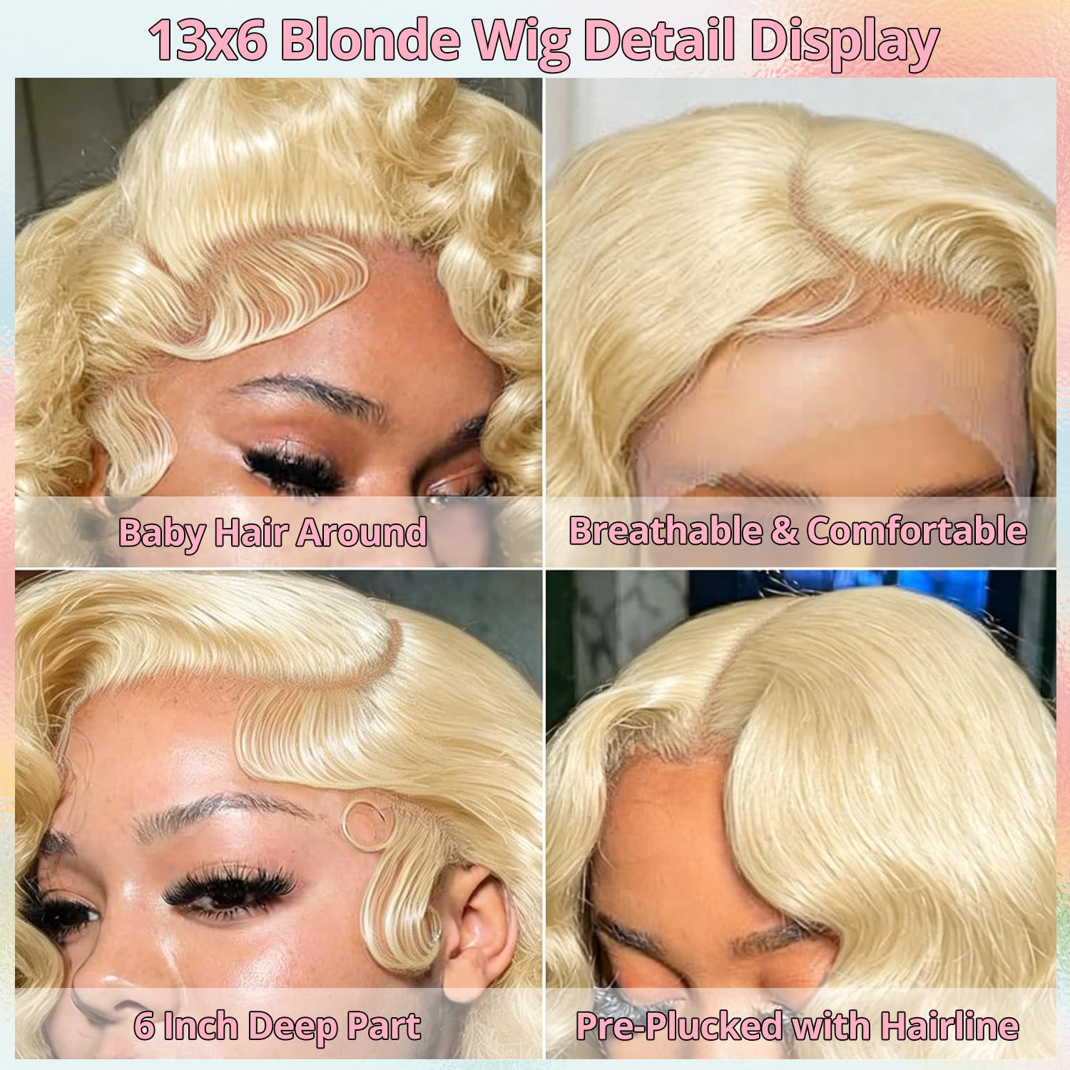 28inch 613 Lace Front Wig Human Hair Loose Body Wave 13x6 Blonde Wigs Human Hair Pre Plucked 220% Density Blonde Lace Front Wig For Women Loose Wave Humanhair 613 Closure Wigs