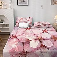 Vista 10 de Japanese Cherry Blossom Sheets California King Sheet Sets - Bed Sheets for Kids Boys Girls, Ink Painting Sheet Set with Deep Pocket Fitted Sheet