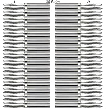 Sowtowe 3/16 T316 Stainless Steel Cable Railing Hardware,Cable Railing System Kit, Stair Deck Railing System for Wood Posts, 30 Pairs Swage Lag Screws Left & Right