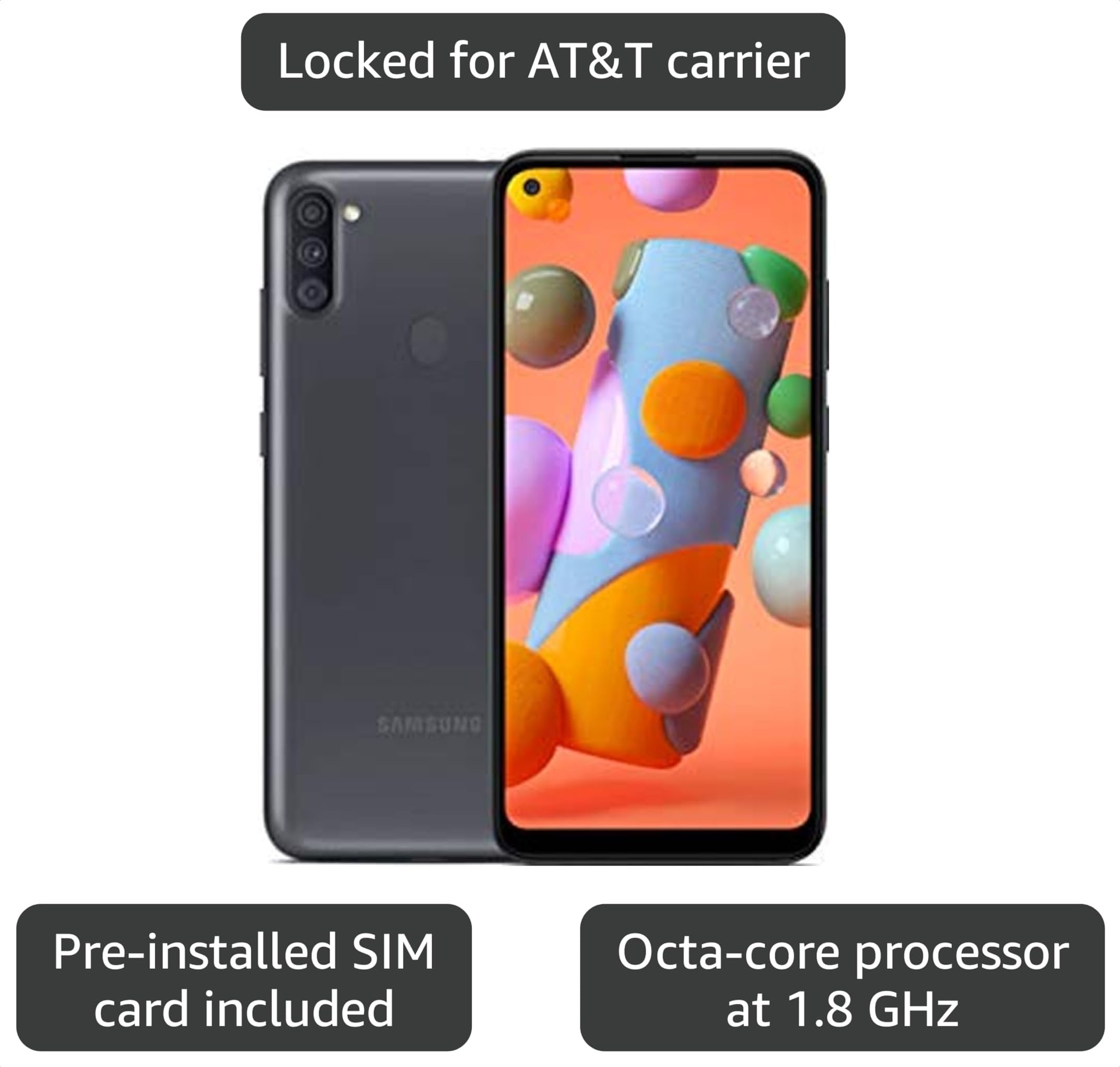 Amazon.com: Samsung Galaxy A11, 32GB, Black - Unlocked (GSM Only