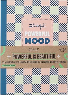 Mr. Wonderful - Set de 3 libretas A6 - Determination - Libreta personalizada - Libreta con interior pautado, cuadriculado ...