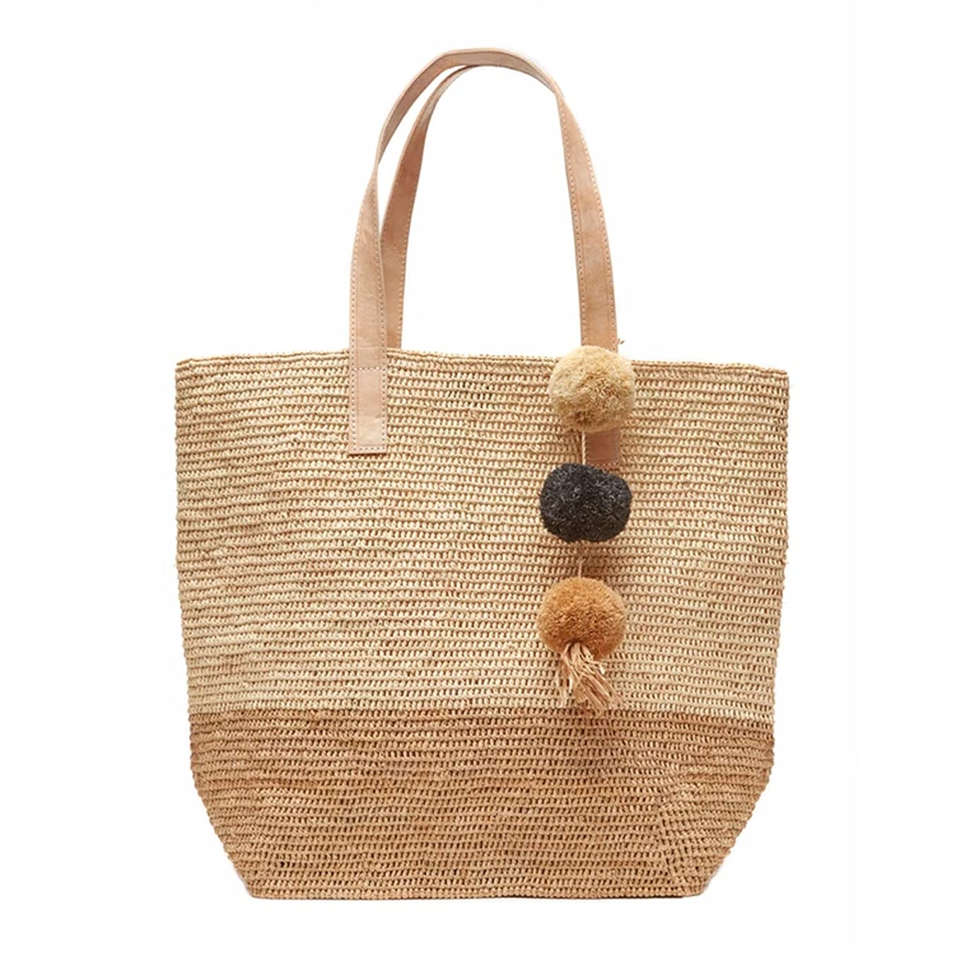 Montauk Crocheted Raffia Colorblock Tote Bag