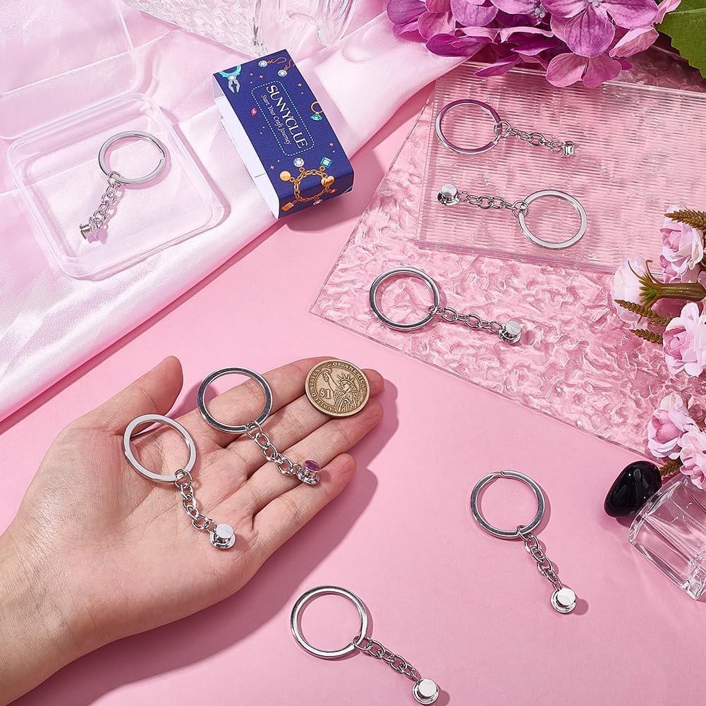 SUNNYCLUE 1 Box 10pcs Pin Badge Display Keychain Brooch Converter Pin Silver Portable Pin Brooch Badges Displaying Key Chains Holder Converters for Bag Charms Women Backpack Hanging Show Ornamens