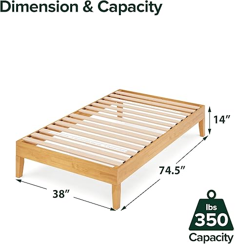 Miniatura 73 de Cama plataforma de madera sólida de lujo Zinus 12 pulgadas con cabecero de cama/no necesita resortes/soporte de madera con listón/acabado expreso