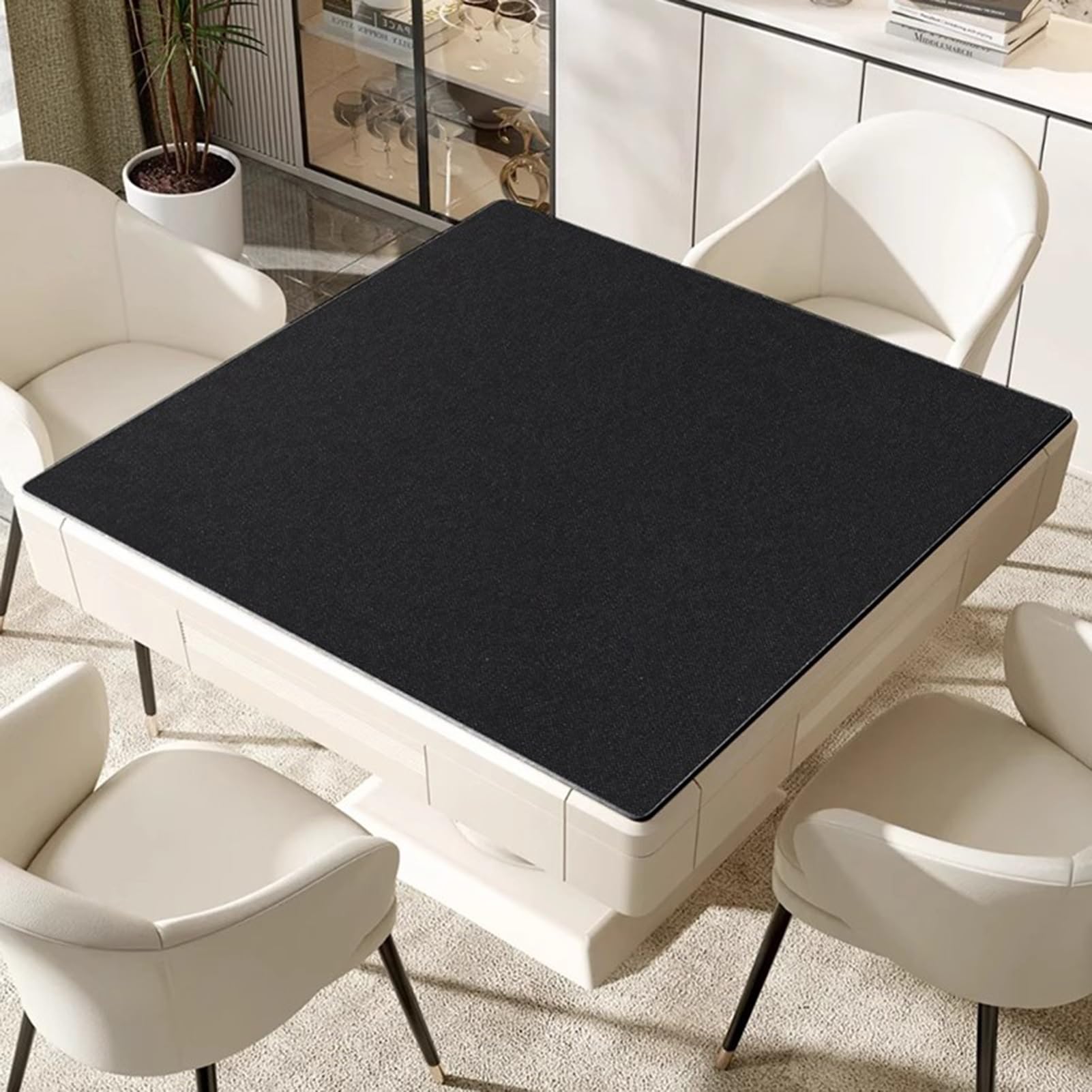Alfombrilla de póquer, Tapete de Mesa Mahjong, Juegos con reducción Ruido(Black,140cm/55.11in)