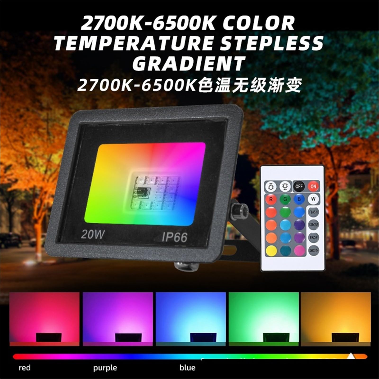 Proiettore per esterni, Faretto RGB Smart da 30W, 50W e 100W, for illuminazione da esterno, for feste in giardino(150w)