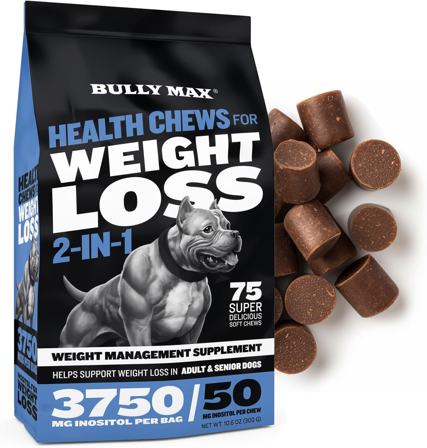 Bully Max 2in1 Dog Weight Loss Supplement Chews for