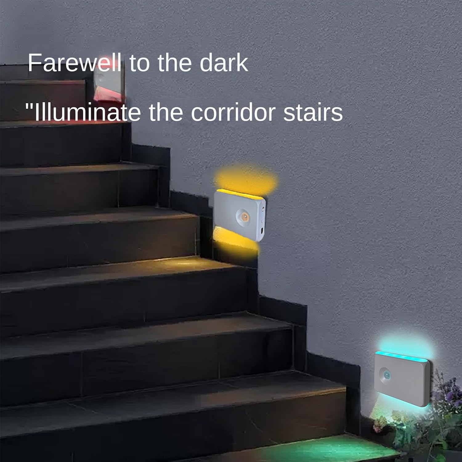 Stair Lights Motion Sensor Indoor 2 Pieces LED Motion Sensor Lamp | Adjustable Magnetic Closet Light for Indoor Home Bathroom Cabinets Counter Front Door Hallway Exist Kitchen