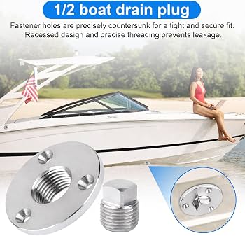 Stainless Steel Boat Drain Plug Kit for Garboard and Transom Scuttle