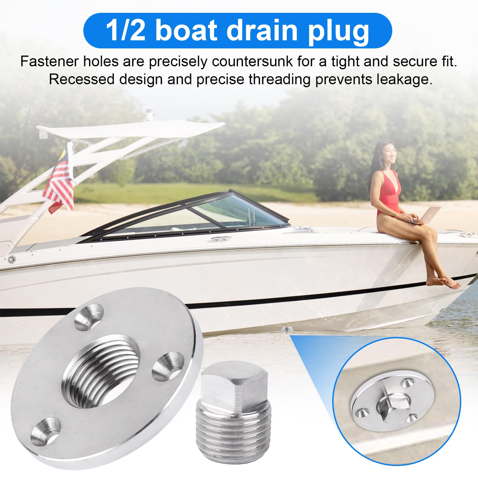 Quick Plug Boat Snapklik.com : Stainless Steel Boat Drain Plug Kit Boat Plug Kit 1/2 ...