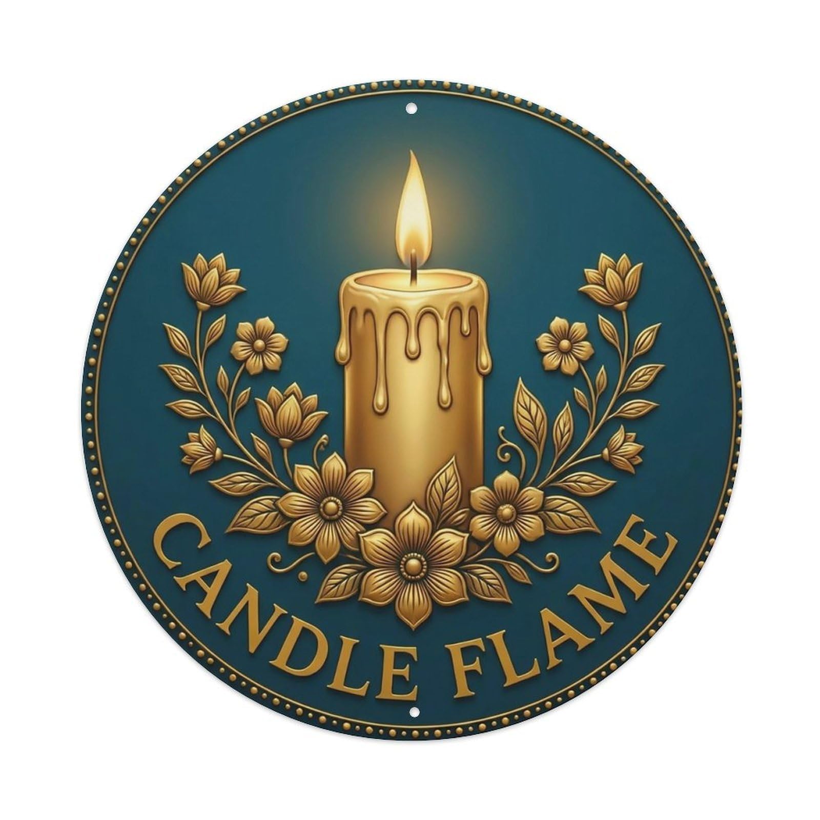 Vintage Candle Flame Flower Zen Yoga Metal Tin Sign