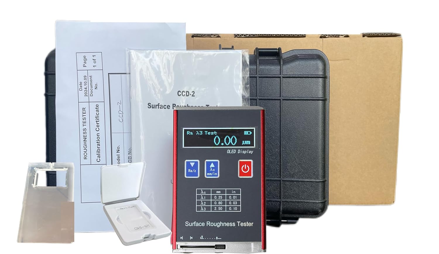 Portable Roughness Tester Surface Profile Gauge Digital Roughness Tester Meter Surftest Profilometer with Accuracy 0.01μm 4 Testing Parameters Ra/Rq 0.05~15.0μm Rz/Rt 0.1~50.0μm