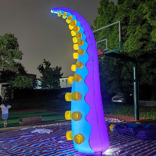Vinfgoes Tentáculo gigante de pulpo inflable de 12 pies, brazo de pulpo, patas de pulpo con soplador para Halloween, eventos al aire libre,