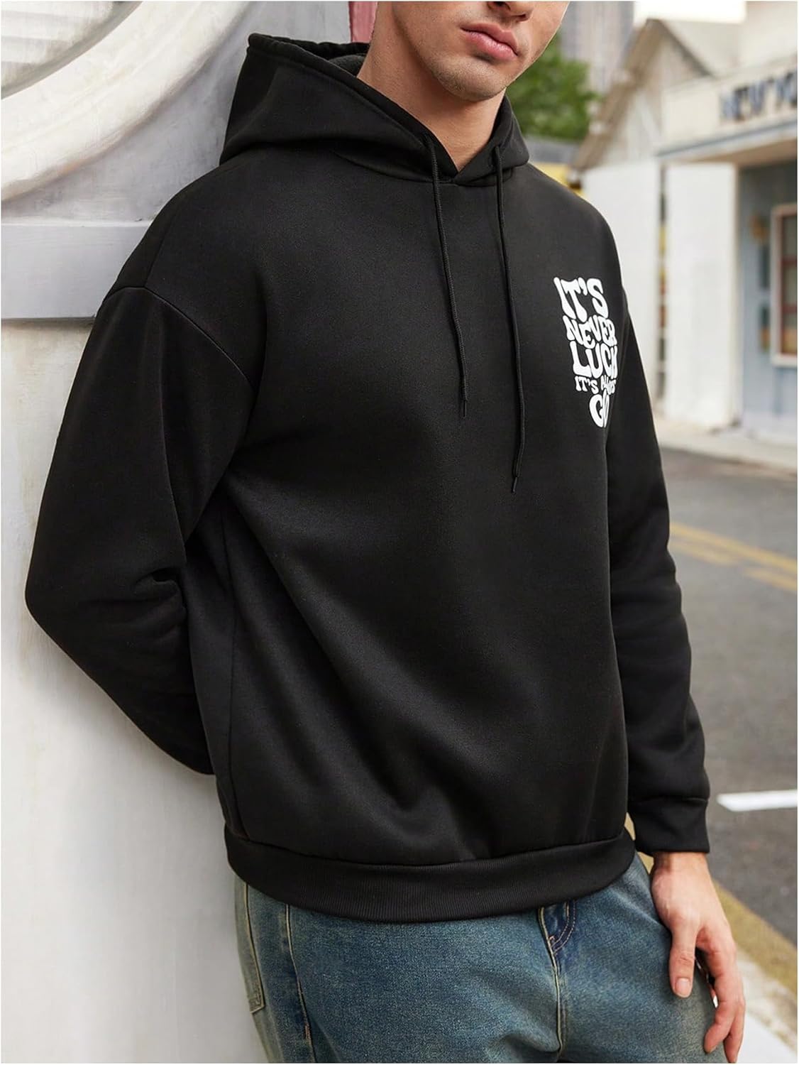 SOLY HUX Hoodies for Men Letter Graphic Sweatshirt Drawstring Long Sleeve Casual Pullover Tops - Image 2