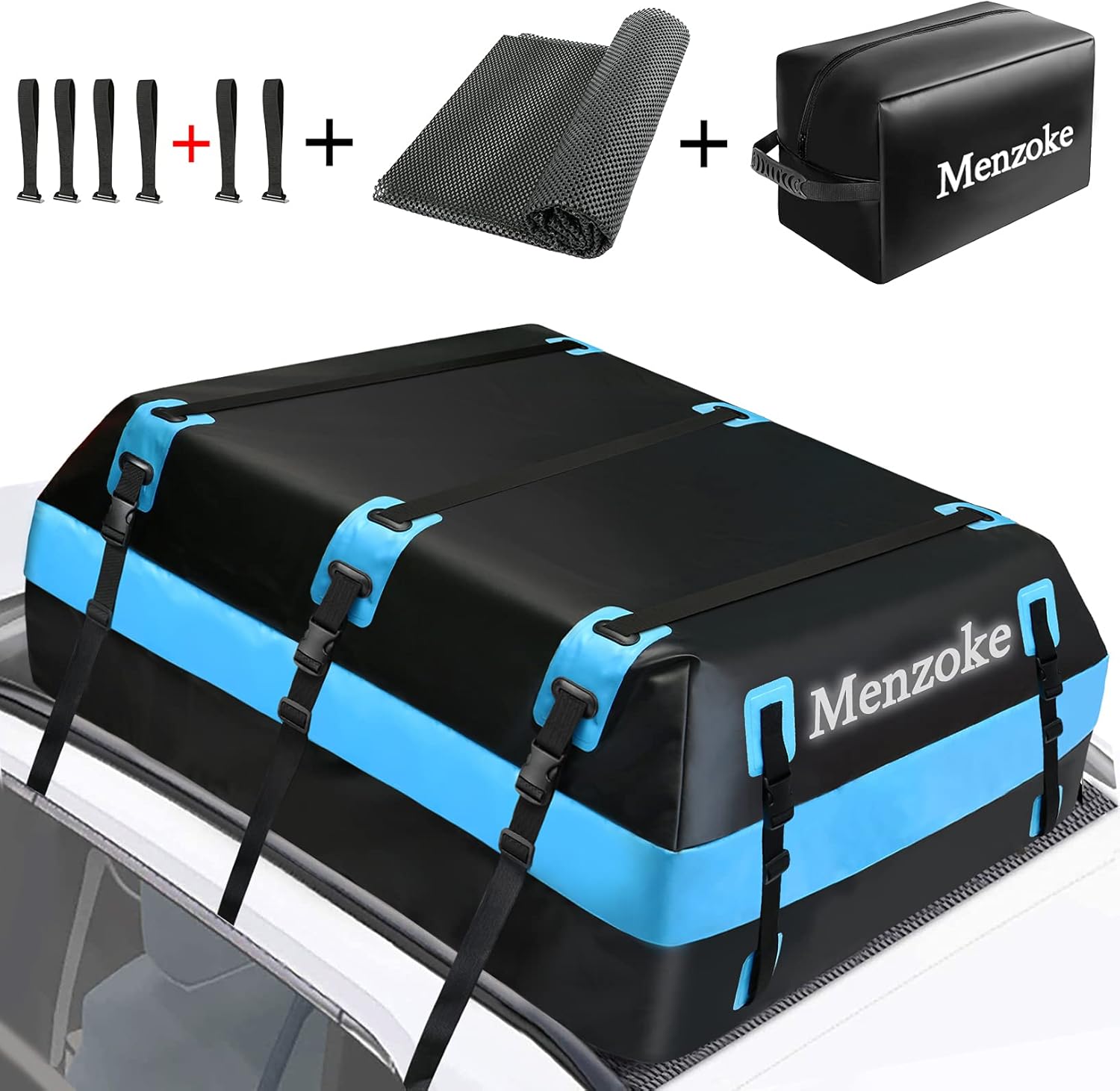 Rooftop Cargo Carrier, 21 Cubic Feet Rooftop Cargo Bag Waterproof Soft-Shell Vehicle Cargo Luggage Carriers Menzoke Car Roof Bag for All Vehicles SUV(Side Rails/Cross Bars/No Rack) with Protective Mat : Automotive