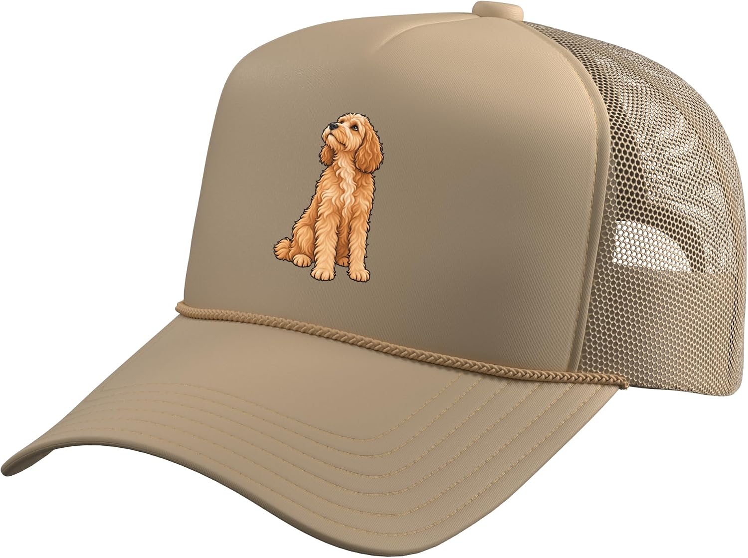 Cute Womens Girls Moms Sitting Goldendoodle Doodle Dog Lover Trucker Hat with Adjustable Mesh Back