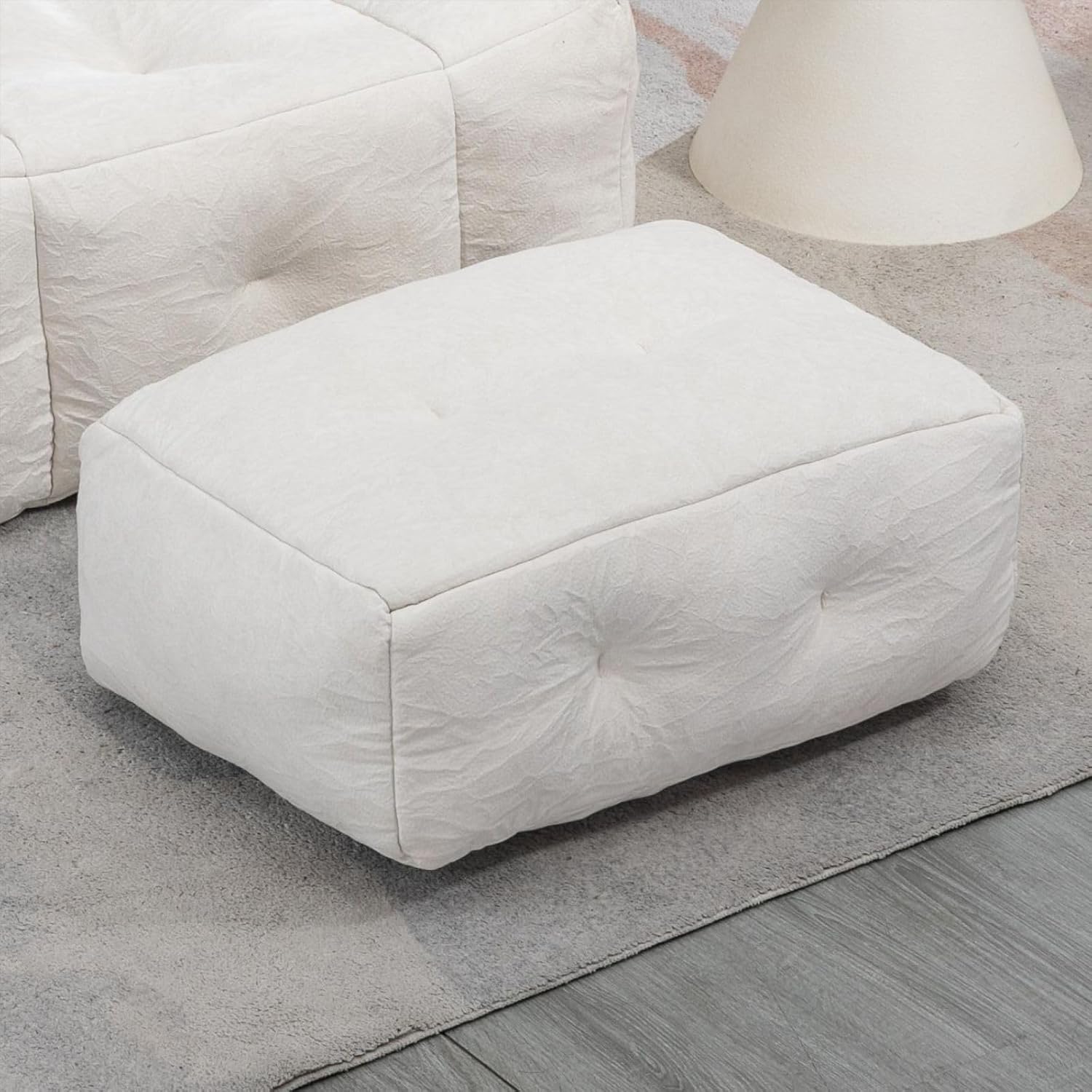 KEVINSPACE Bean Bag Chair Giant High-Density Foam Filling Sofa with Foot Stool Living Room Furniture Big Soft Fluffy Beanbag Lazy Sofa Bed for Teens, Adults to Gaming, Reading, Watching TV White